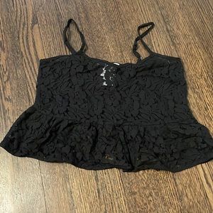 BCBGeneration black lace crop peplum tank